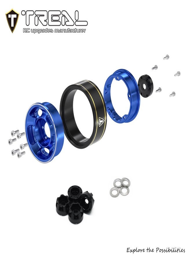 TREAL 1.0 Aluminum Beadlock Wheels Five Spoke Classic Wheel Rims Set (4P) for 1/24 RC SCX24 FCX24 TRX4M-Type G(Blue) - Image 5